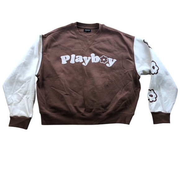 PLAYBOY Tops - Playboy By PacSun Womens Sweatshirt Small Floral Pullover Colorblock Casual Y2K